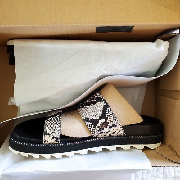 Sorel Roaming Snake Print Buckle Platform Slide - Picture 3 of 9